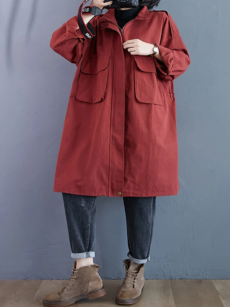 

Женский осенне-зимний Тренч с широкой талией, новинка 2022, свободный темпераментный винтажный трендовый топ в Корейском стиле с отложным вор...