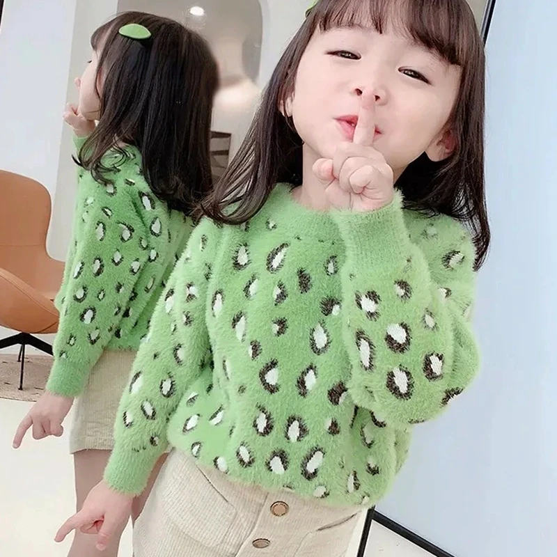 

Autumn 2-12Y Kids Baby Girls Sweaters Spring Warm Thick Soft Knited Solid Long Sleeve Tops Sweater Outwears HPY118
