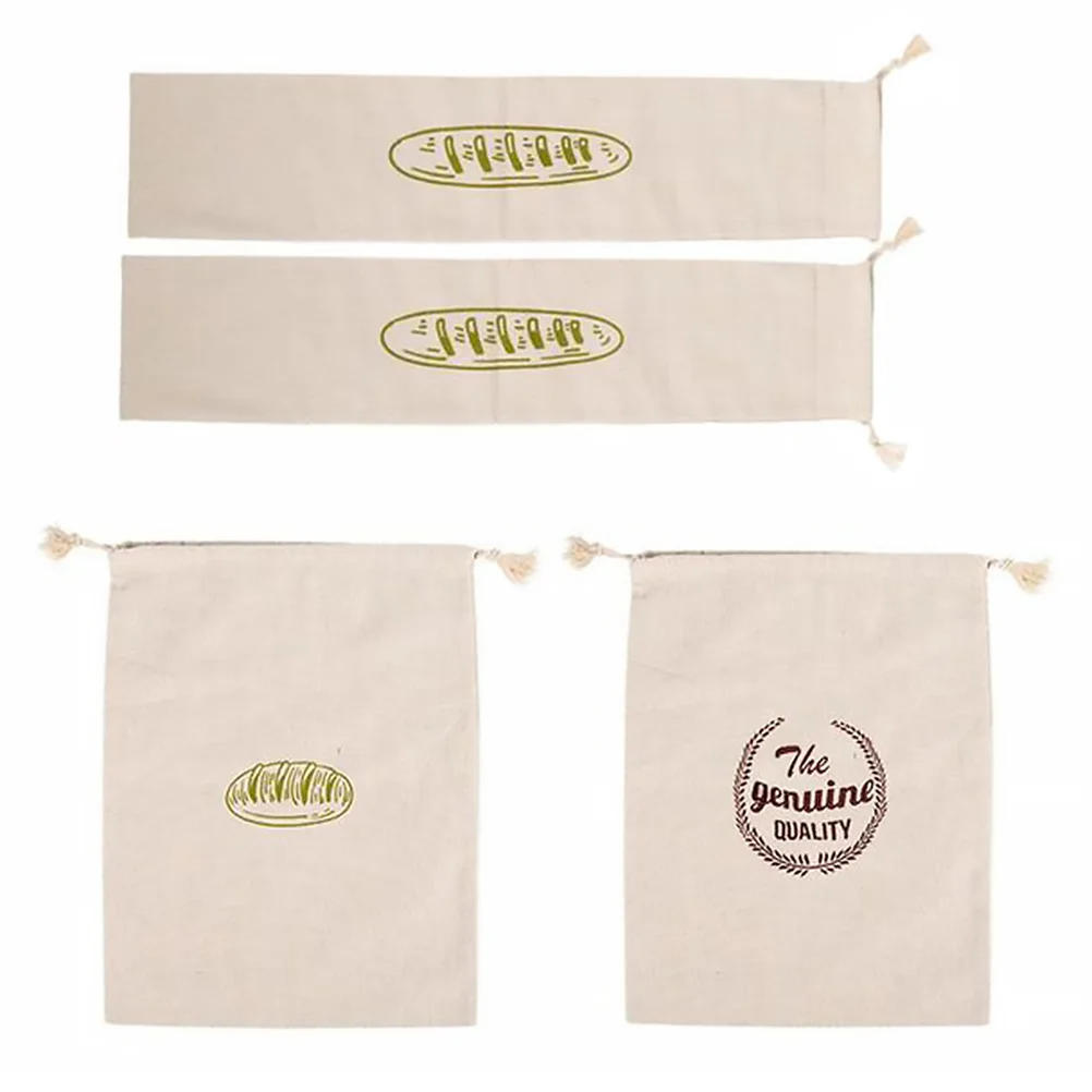 

4PCS Bread Pouch Drawstring Linen Bread Loaf Storage Bag Grocery Pouch