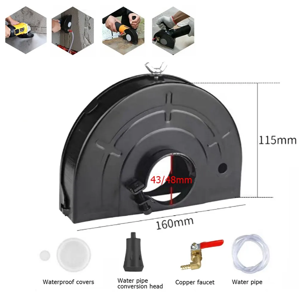 

160mm Angle Grinder Shield Dust Collecting Guard Set Cutting Machine Base Wheel Protecter Universal Safety Cover With Water Pipe