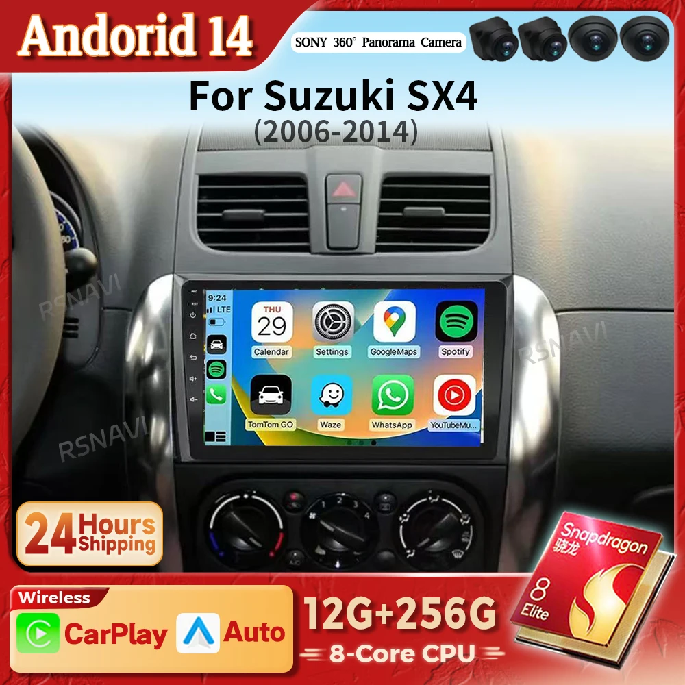 Фото Автомобильный радиоприемник Snapdragon Android 14 Carplay, мультимедиа для Suzuki SX4 SX 4 2006-2013, головное устройство, 2K QLED, плеер с экраном Android Auto №1
