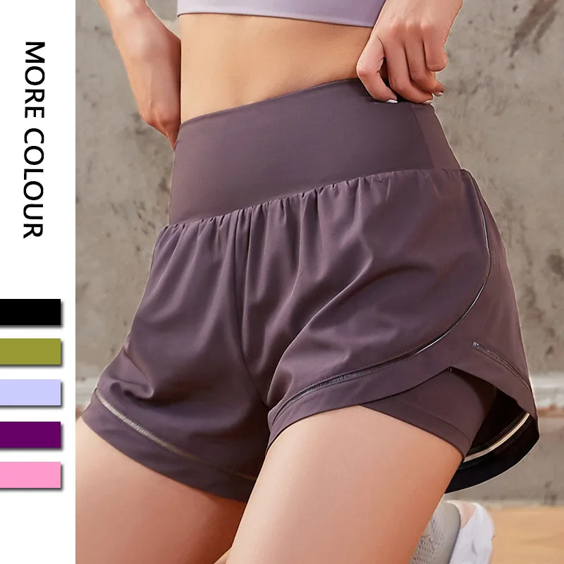 Dave&Di Quick Dry Fake Two Piece Sports Shorts Yoga Bermuda Shorts Women 2023 Bermuda Summer New Ladies Loose Sports Shorts