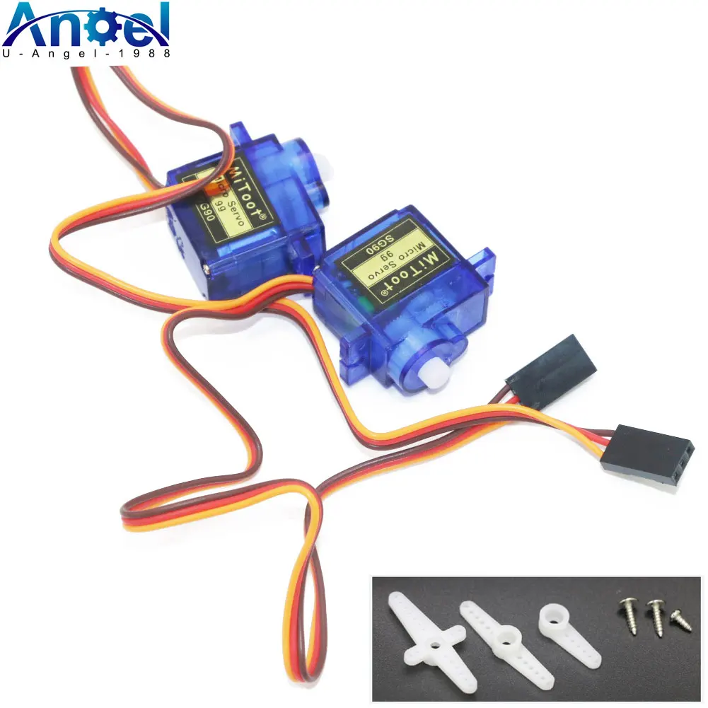

2pcs Mitoot Rc Mini Micro 9g 1.6KG Servo SG90 for RC 250 450 Helicopter Airplane Car Boat For Arduino