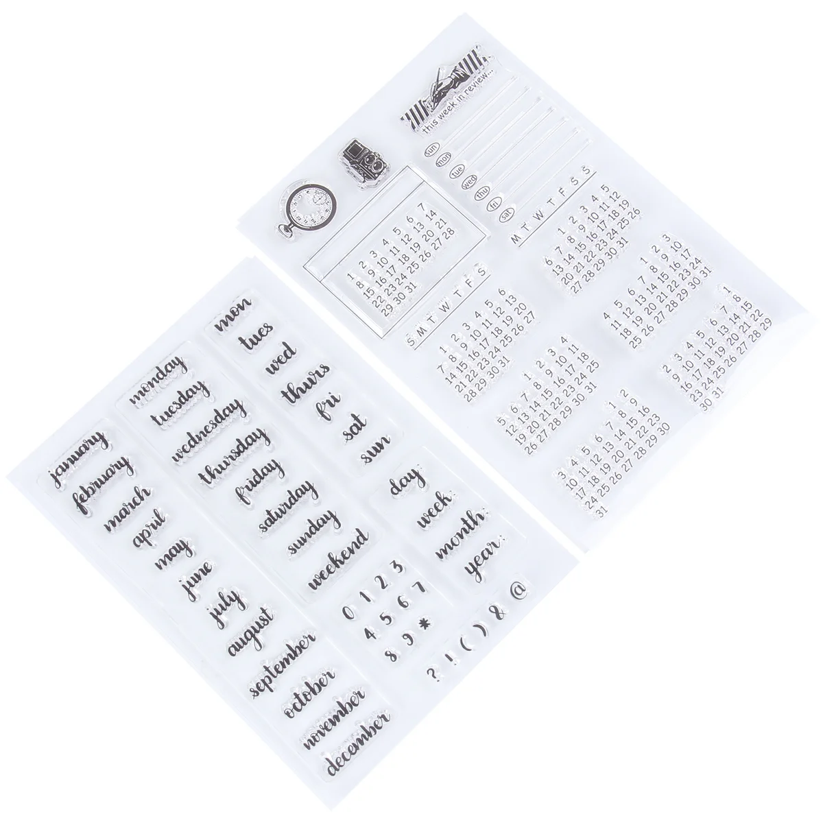 

Calendar Stamps Transparent Stamp Rubber Scrapbooking Clear Template Planner Planer Month Year Week Mixed Sheets Daily Tpr Seal