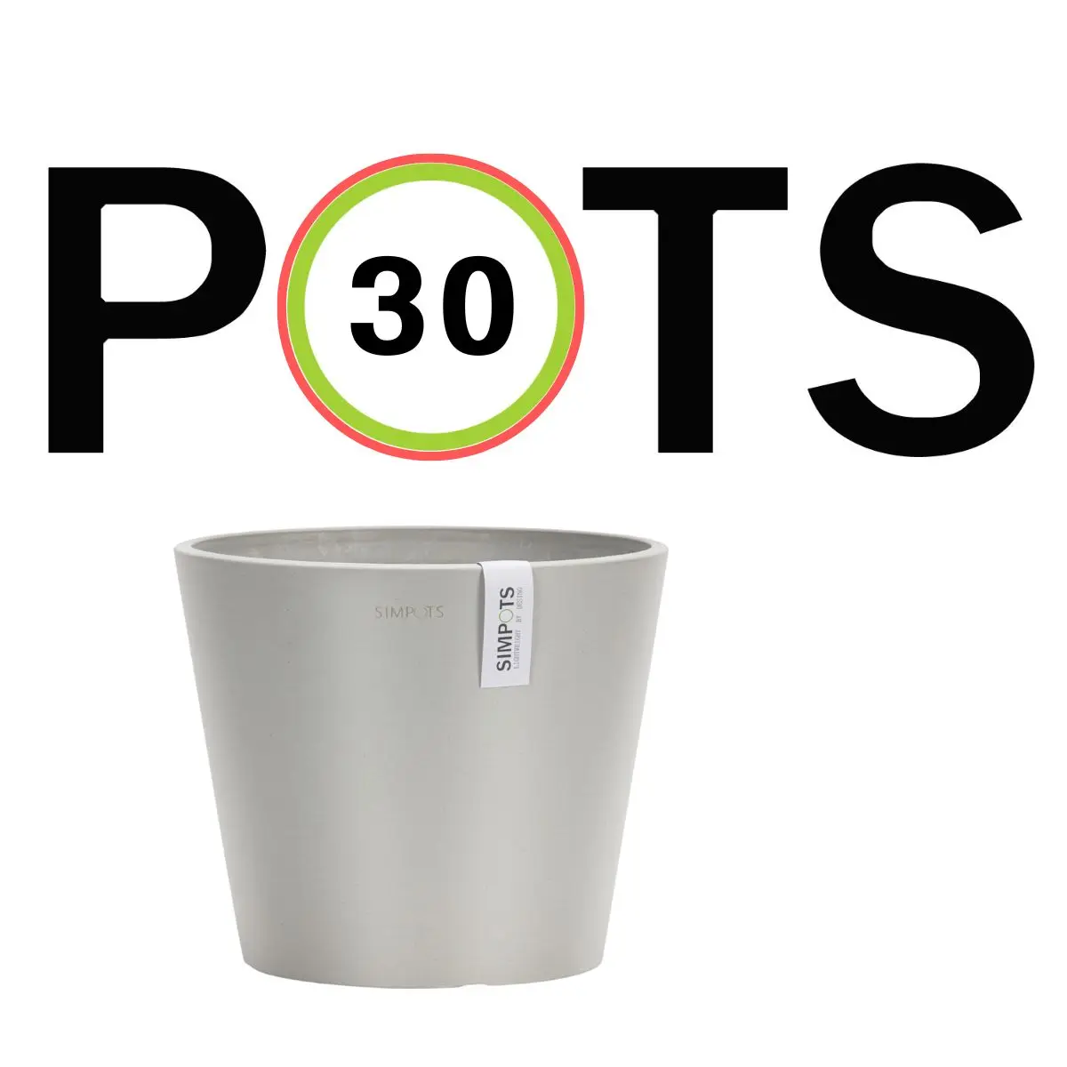 

SIMPOTS Y30CM White Round Flowerpot Stylish Home Gardening Essential