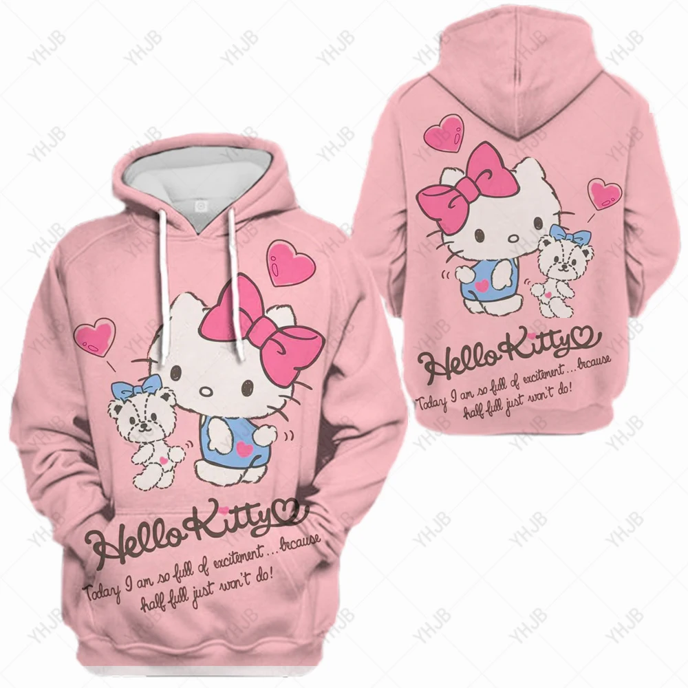 

Women's Harajuku Hoodie Cute Hello Kitty 3D Hoodie Cartoon Top Long Sleeve Sweater Fashion Hooded Couple Outfit Hoodie