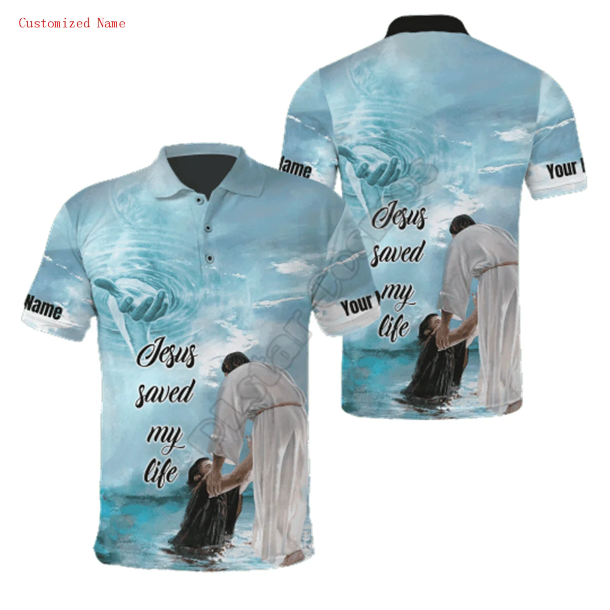 

Women for men Jesus Saved My Life Hand From Above And Love Jesus Customized Name Polo Shirt 3D printed Short sleeve t shirts