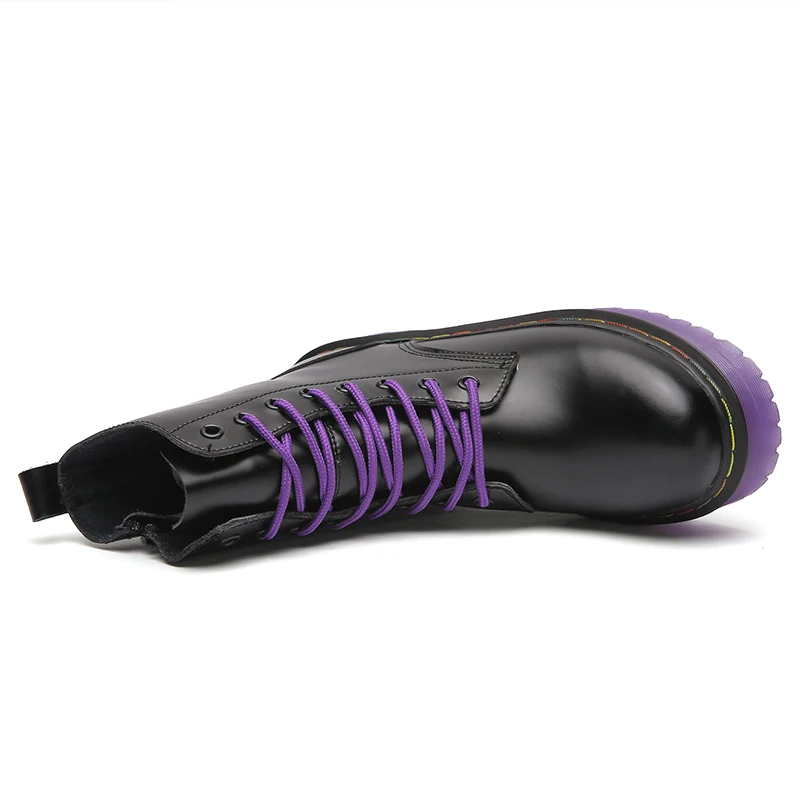 Ботинки женские кожаные на платформе толстая подошва пикантная мотообувь в