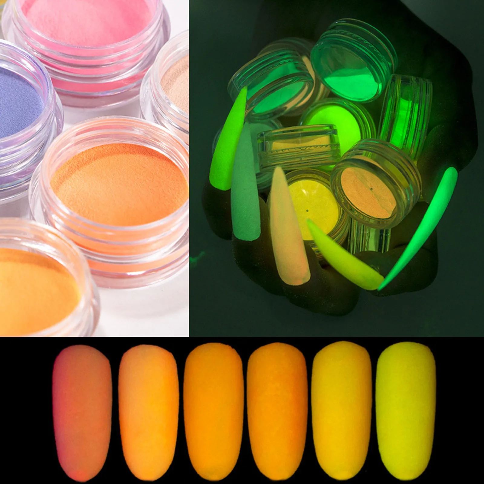 Кисть для ногтей Клей Dip-пудры жидкости 12 цветов светящаяся пудра светящийся
