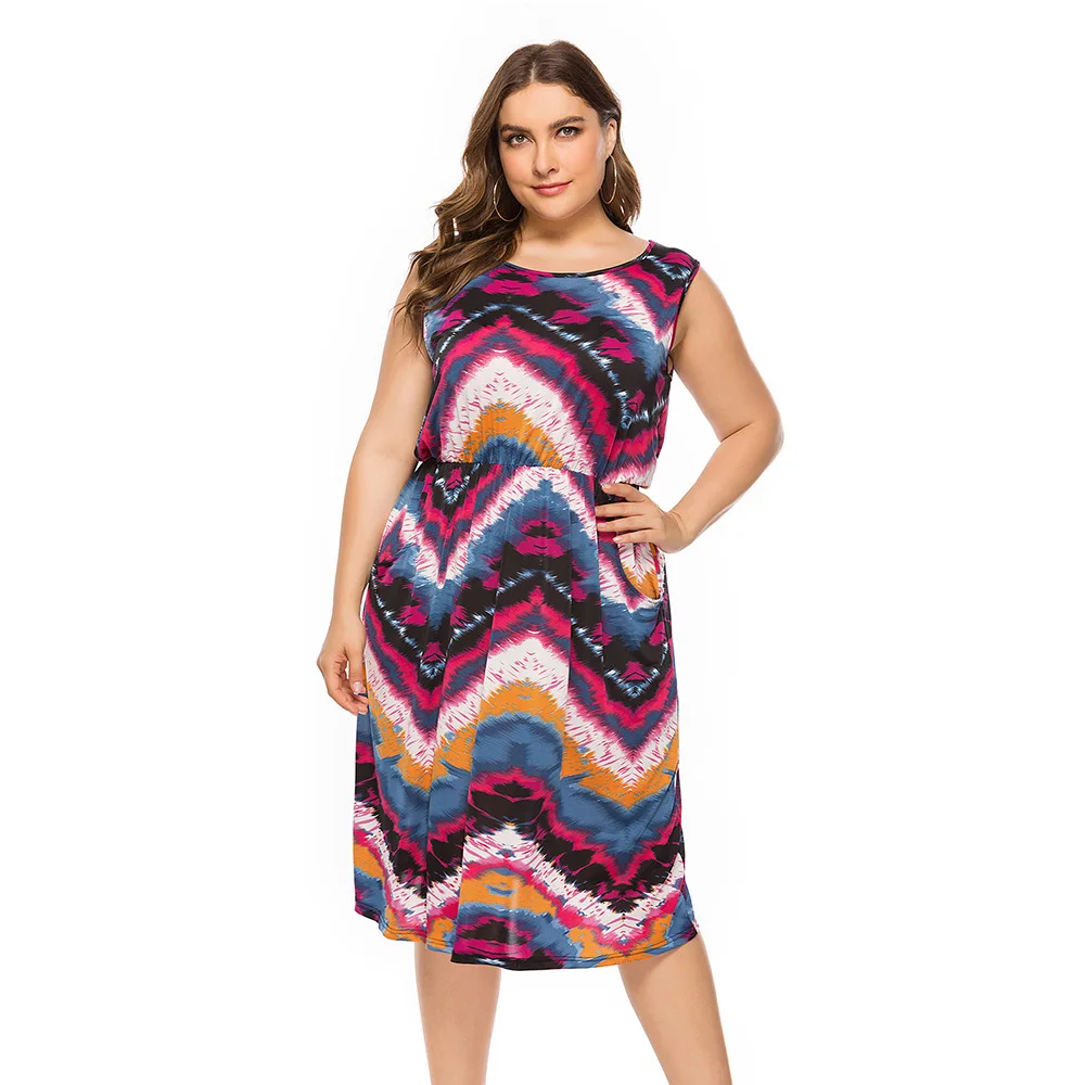 

Boho Plus Size Women Dress 6XL Print Floral O-Neck Festival Clothes One Piece Summer Ladies Graduation Party Birthday Collection