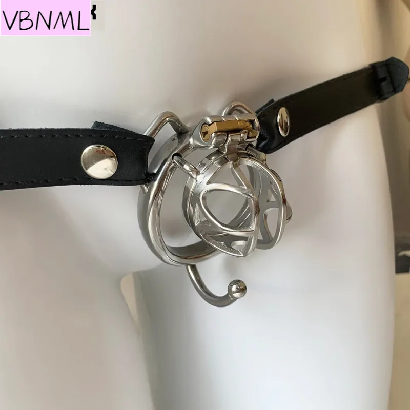 VBNML Wearable Chastity Lock With Hook Massage Men's Stainless Steel Chastity Lock BDSM Toy Chastity Lock