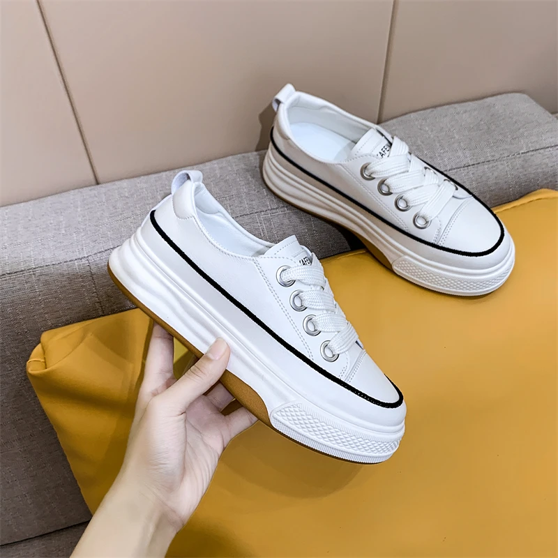HOPUS New Shoes For Women 2022 Fashion Korean Style White Casual Platform Shoes Breathable Low-top Sneaker Woman Vulcanize Shoes
