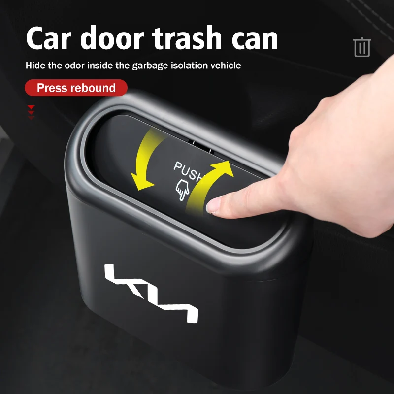 Фото Кожаные подвесные сумки-органайзеры для мусора на дверь автомобиля KIA: Cerato, Soul, Venga, Forte, Spectra, Sedona, Niro, Cadenza №1