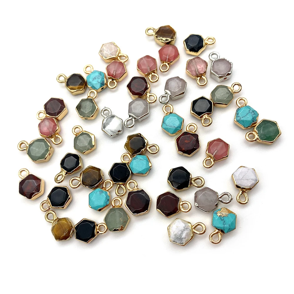 

Hexagram Charms Pink Crystal Howlite Natural Stone Small Pendant for Jewelry Fashion Making DIY Earring Necklace Agate Charm