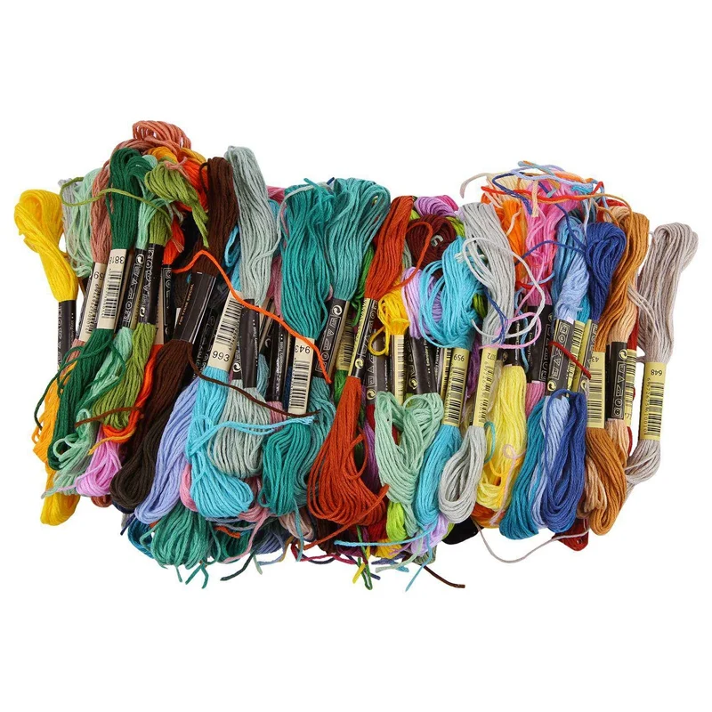 

200 мотки, нитки для вышивания, хлопковая нить для вышивки случайных цветов с 12 шт. ниток для вязания
