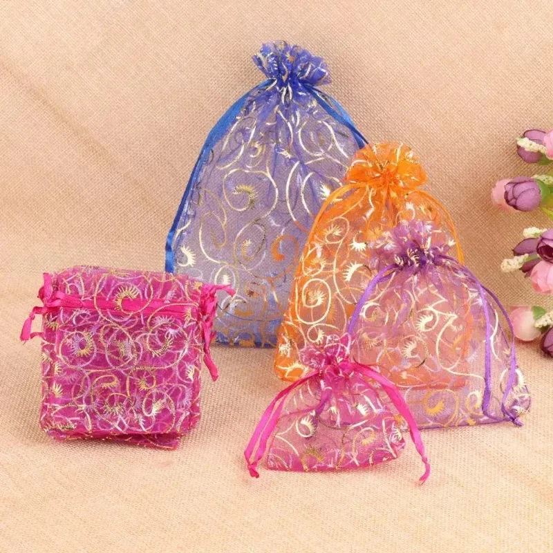 100 шт. 9x12 см цвет под золото женская свадебная конфетная сумка Подарочная на