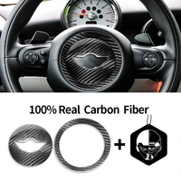 2pcs 100 original carbon fiber stickers for bmw mini r55 r56 r57 r58 r59 r60 r61 steering wheel car modification stickers