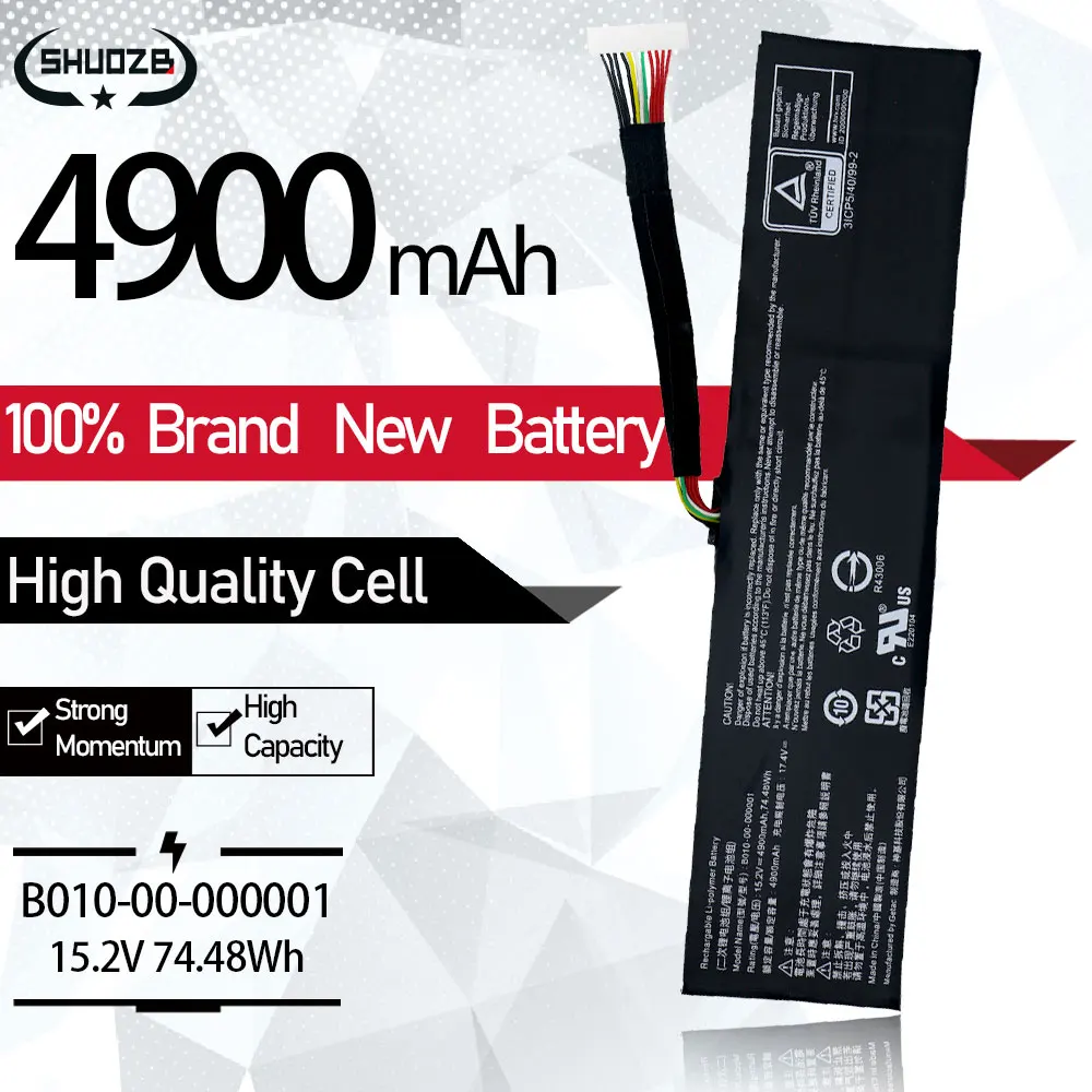 Новый телефон, аккумулятор для ноутбука EVGA 758-41-2633-T1 SC17 1070 series 4ICP5/63/117, 15,2 в, 4900 Вт-ч, мАч