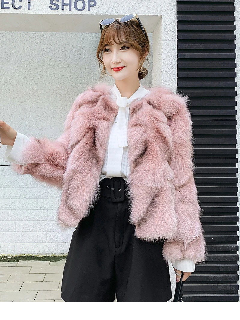 2022 Winter Jacket Real Fur Coat Women Natural Fox Fur New Fashion O-neck Outerwear Thick Warm Nine Quarter Sleeve enlarge