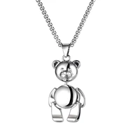 retro simple and versatile alloy couple necklace fashion personality street hip hop teddy bear