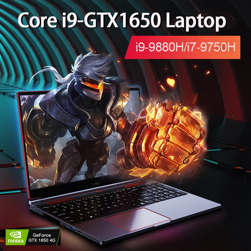 16.1 Inch Intel Core i9-9880H Nvidia GTX 1650 4G Gaming Laptop Windows10/11 2*DDR4 MAX 64GB RAM 2*M.2 SSD 2TB Fingerprint Unlock