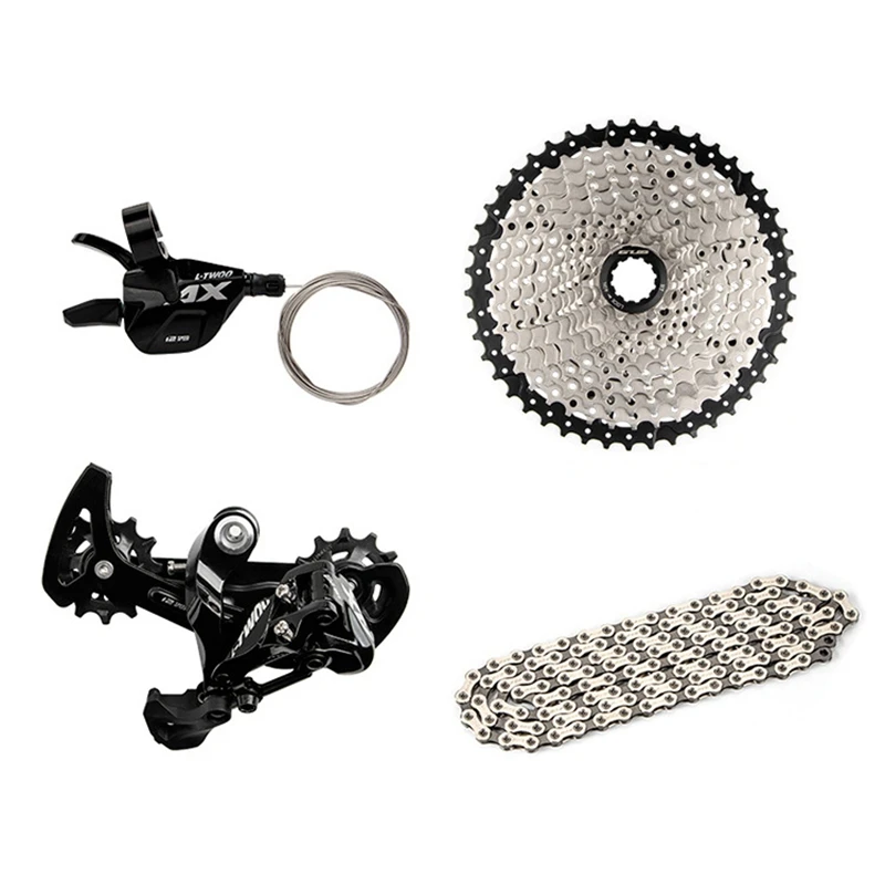 

GUB Ax12-Speed Mountain Bike Transmission Kit 1X12 Dial Rear Dial 46T Cassette Flywheel Chain Four-Piece Set