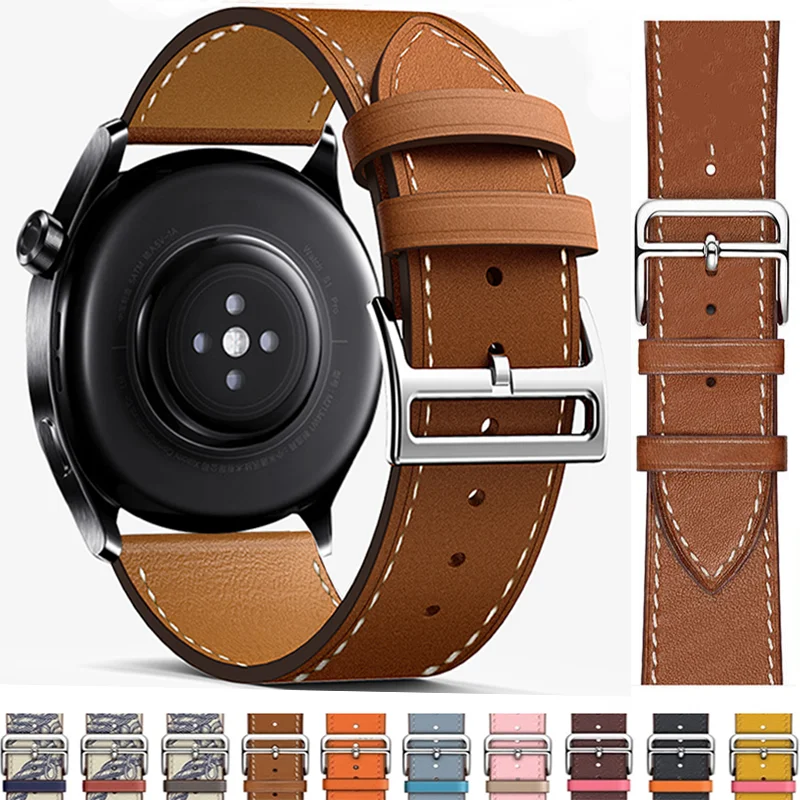 

Ремешок кожаный для Samsung Galaxy watch 4/Classic/46 мм/42 мм/Active 2/3/Huawei GT-2-3 Pro, браслет для Galaxy Watch 4, 20 мм 22 мм
