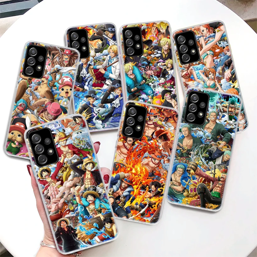 

One Piece Backgrounds Coque Phone Case For Samsung Galaxy A52 A53 A12 A22 A32 A42 A72 4G A73 A33 A23 A13 5G A02S A03S Soft Cover