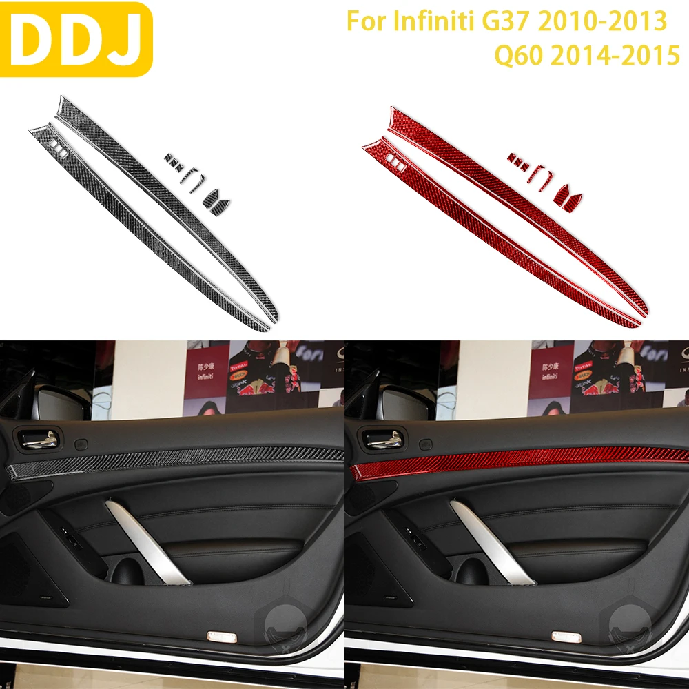 

For Infiniti G37 2010 2011 2012 2013 Q60 2014 2015 Accessories Carbon Fiber Car Interior Two Door Panel Trim Sticker