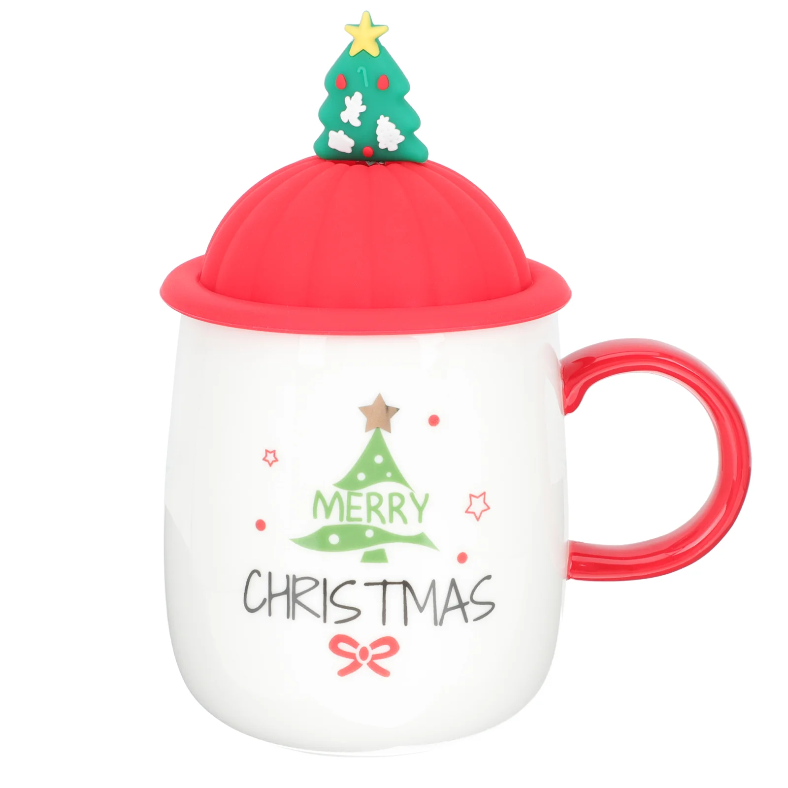 

Cup Mug Christmas Coffee Tea Ceramic Tumbler Mugs Waterlid Snow Globe Holiday Lattexmas Cappuccino Tree Cartoon Espresso Spoon