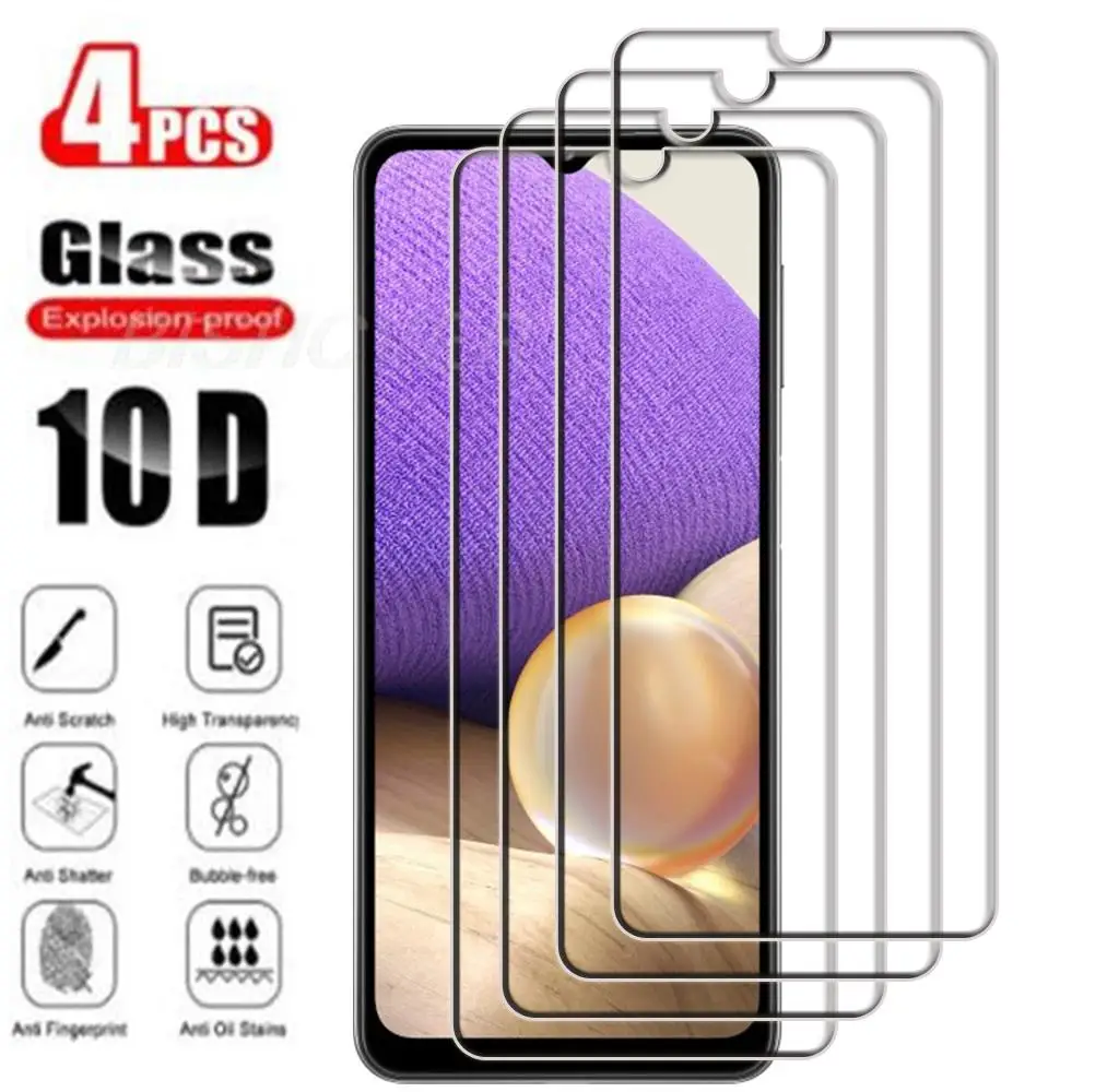 

4Pcs Tempered Glass FOR Samsung Galaxy A32 4G 6.4" GalaxyA32 A 32 SM-A325F A325M Screen Protector Protective Glass Film 9H