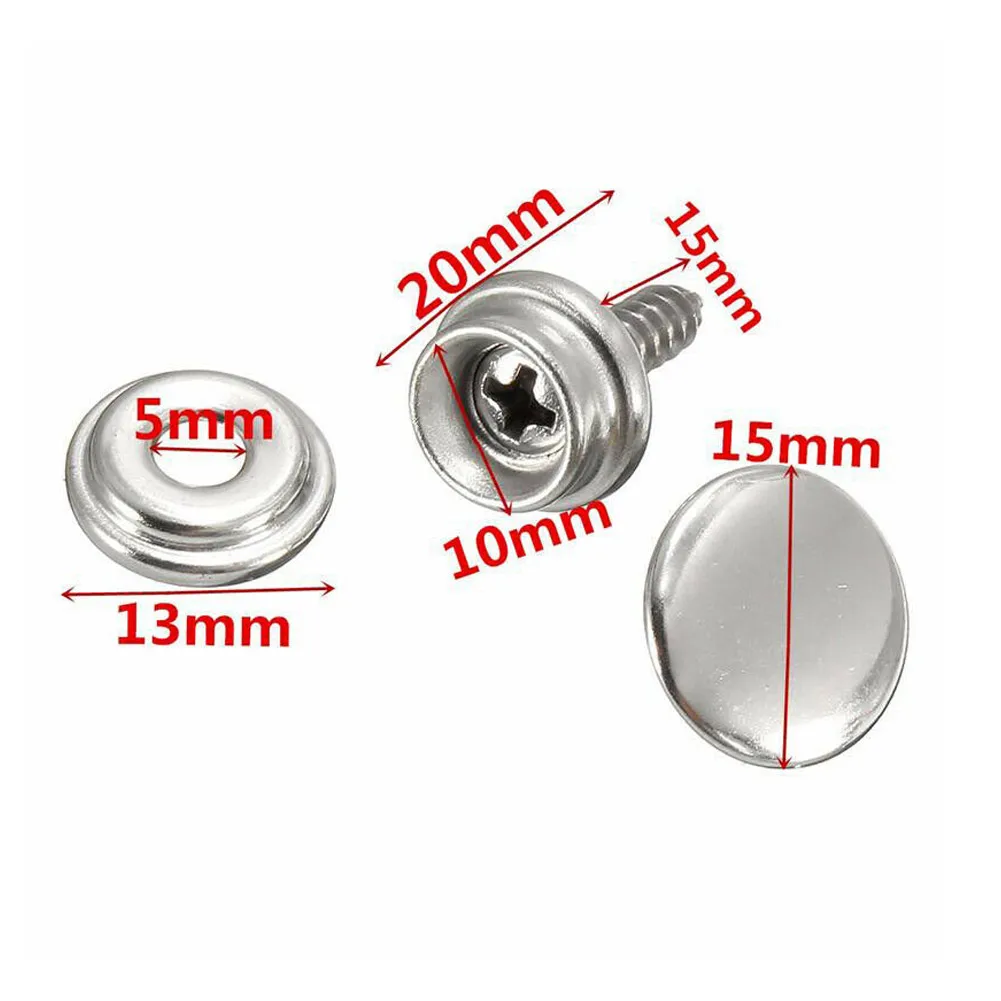 

30pcs Snap Fastener Awnings Cap Screw Kit Marine boat covers Outdoor furniture Silver Stainless steel Waterproof Applicable