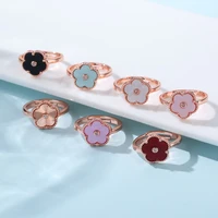 new solid five leaf rose gold holder opening adjustable ring mens and womens sweet jewelry high quality couple gift