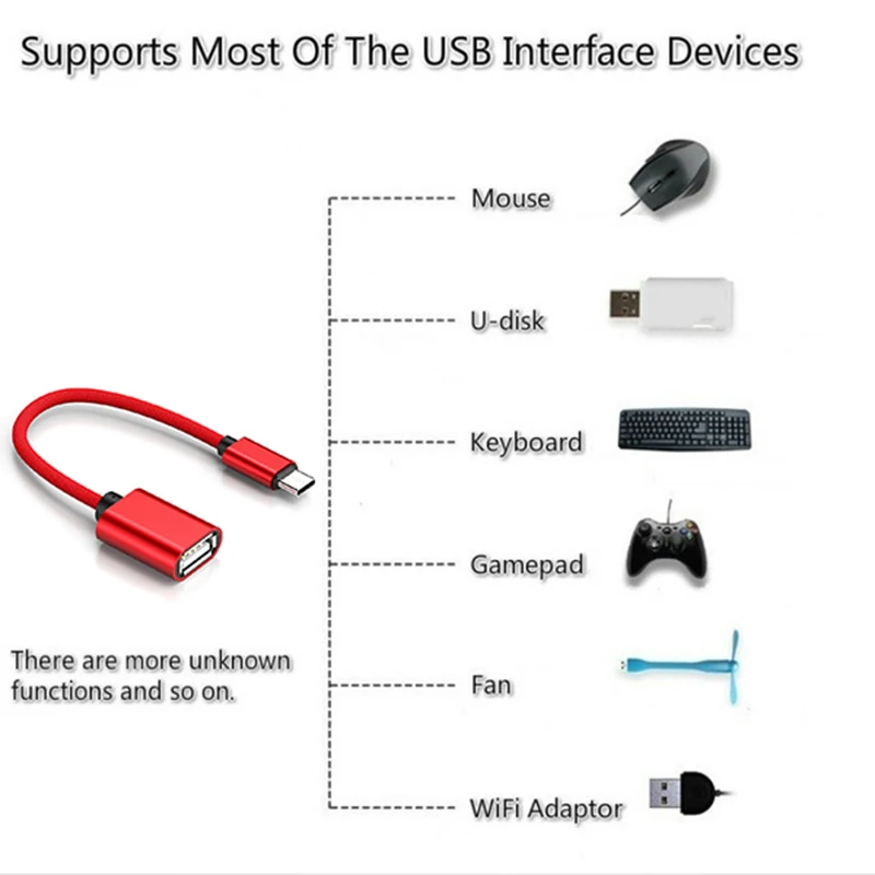 Кабель-адаптер OTG с микро-USB Type-C, USB 2,0 «Мама» в «папа» Type-C