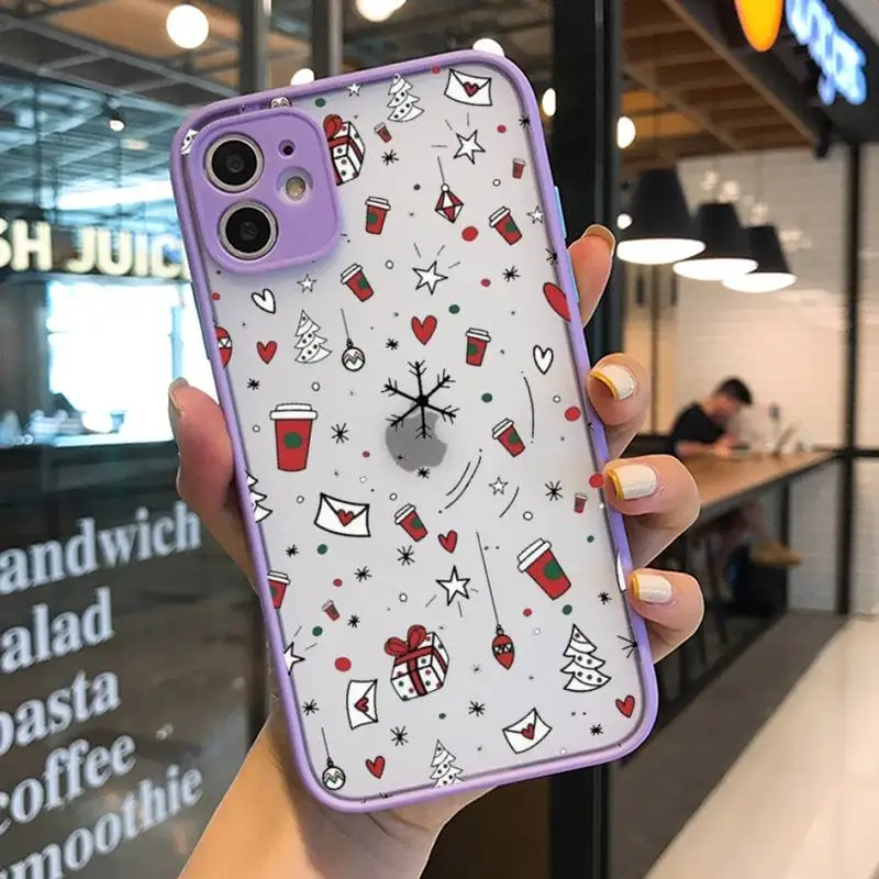 

YNDFCNB New year Christmas Phone Case for iPhone X XR XS 7 8 Plus 11 12 13 pro MAX 13mini Translucent Matte Case