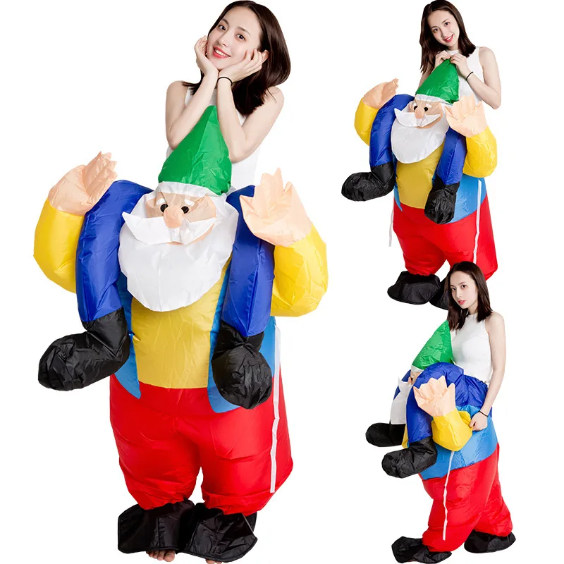 

Adult Santa Claus Inflatable Costume Cosplay Christmas Anime Fancy Dress Riding On Santa Claus Air Blow Up Carnival Costumes