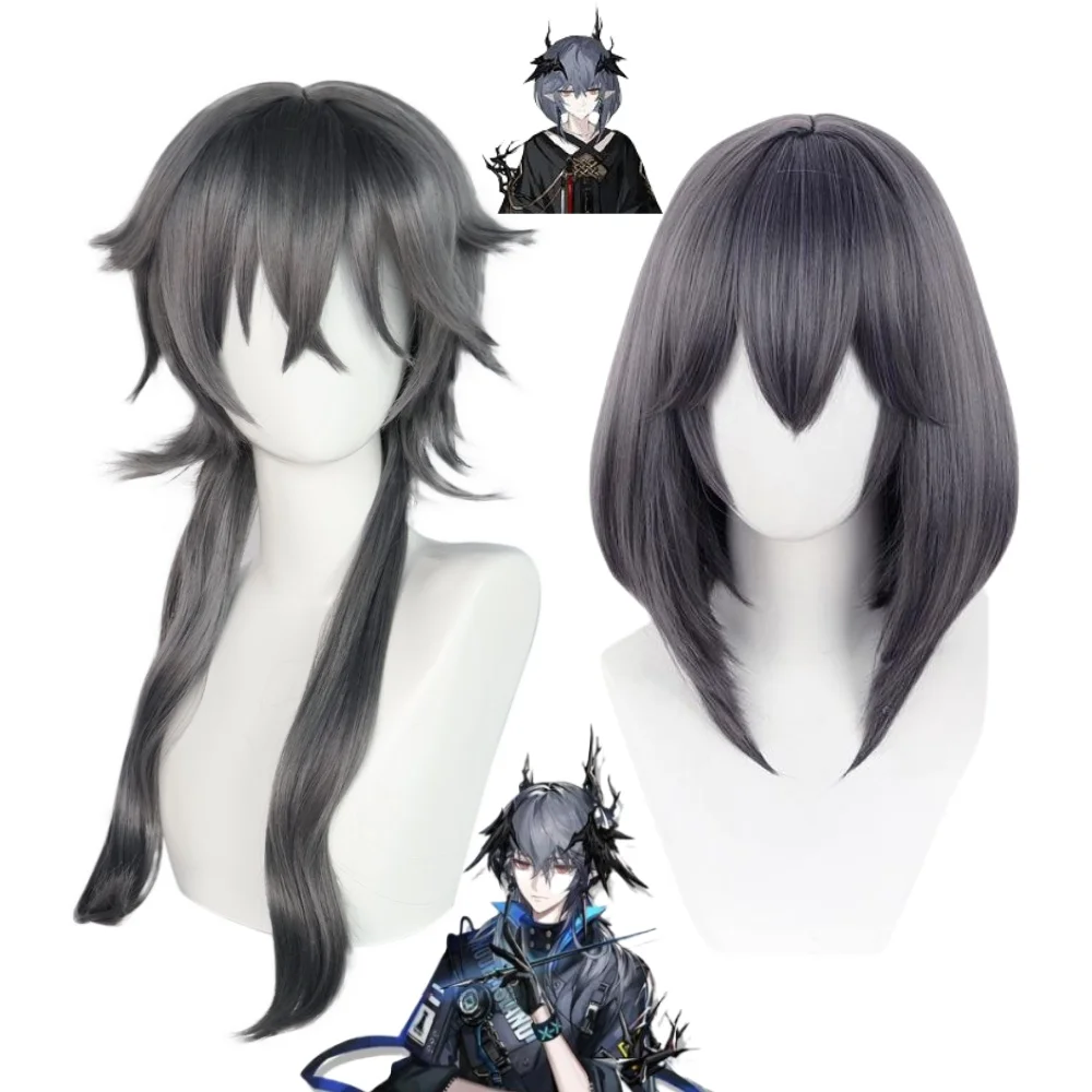 Игра Arknights Logos Косплей Парик Рог Серые Волосы Термостойкое Волокно Парики Волос ﻿