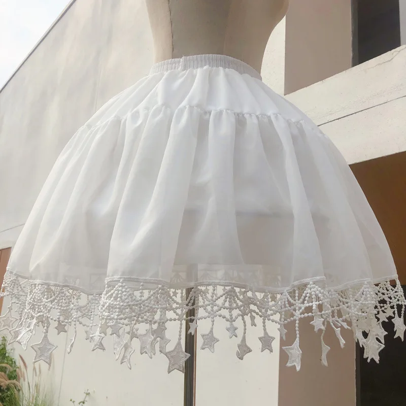 

Lolita Skirt Dress Pannier Fish Bone Support Mid-length Underskirt Adjustable White Petticoat Puff Skirt