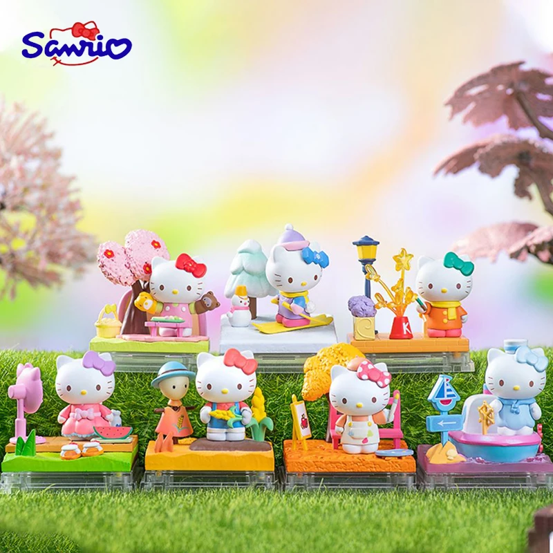 

Оригинальные Аниме фигурки Hello Kitty кавайная Sanrio Meet The Four Seasons мультяшная фигурка куклы украшение для рабочего стола