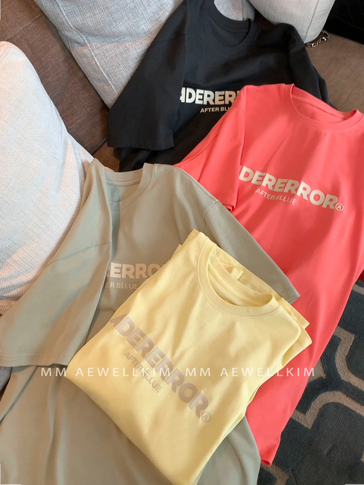 

Ader error loose cotton short-sleeved men's and women's spring and summer new round neck embroidered letter lovers t-shirt