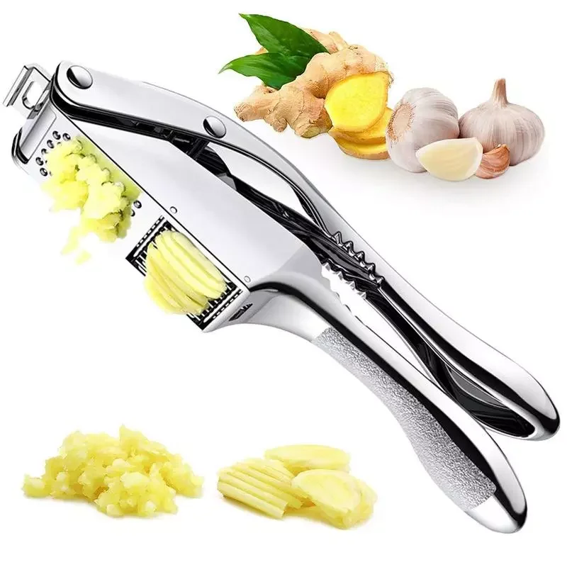 

Stainless Steel Garlic Slicer 2 In 1 Garlic Presser Garlic Mincer & Slicer Stainless Steel Slice Blade Garlic Presser Ergono