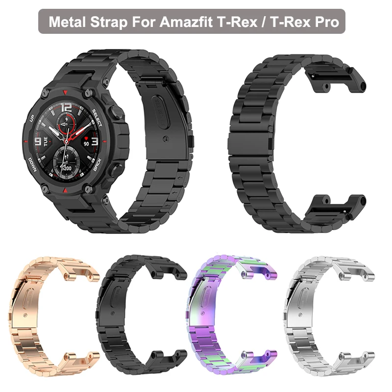 

Metal Strap For Amazfit T Rex（A1918）Amazfit T Rex Pro Smart Watch Strap Metal Stainless Steel Bracelet For Huami Amazfit T Rex
