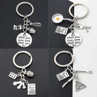 1 piece of cake charm measuring spoon egg with pot key ring chef book key ring chef chef baker gift baking jewelry