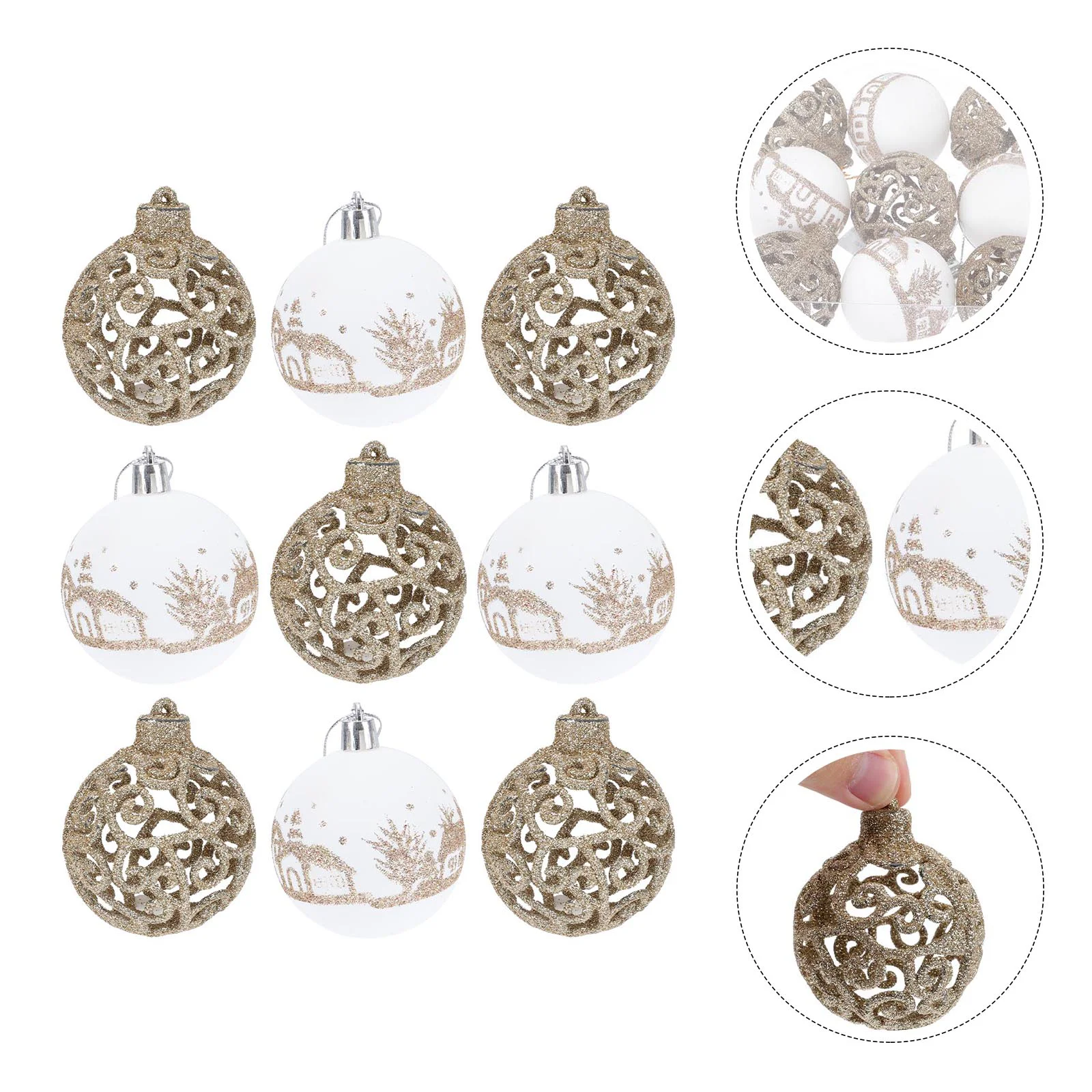 

9 Pcs Christmas Balls Pendant Style Lob Shiny Tree Ornament Xmas Ornaments Plastic Hanging Decor Pendants