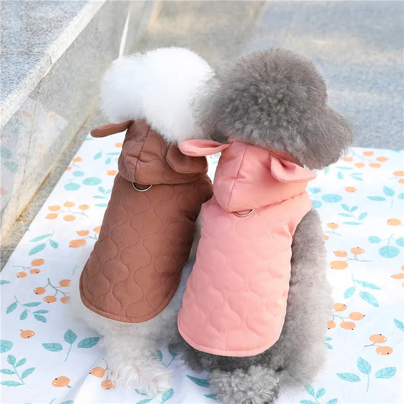 Pet Cotton Vest Autumn Winter Medium Small Dog Clothes Fashion Hoodie Sweet Harness Kitten Puppy Cute Coat Pug Bulldog Yorkshire