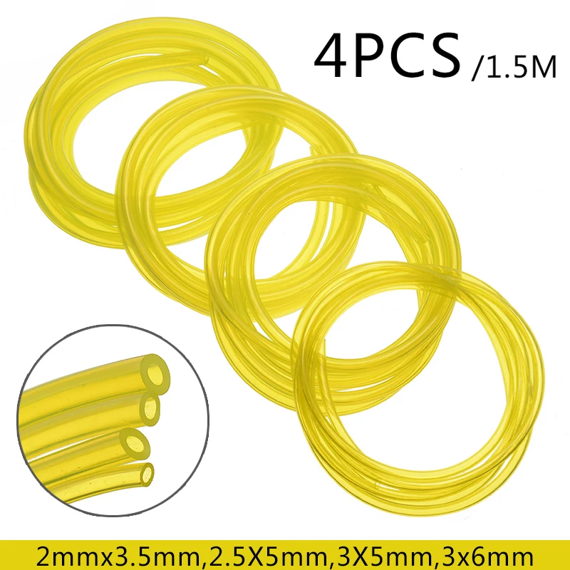 

1.5M 4Size 2x3.5/2.5x5/3x5/3x6mm Petrol Fuel Gas Line Pipe Hose Petrol Line Oil Gas Resistant for Trimmer Chainsaw Saw Blower