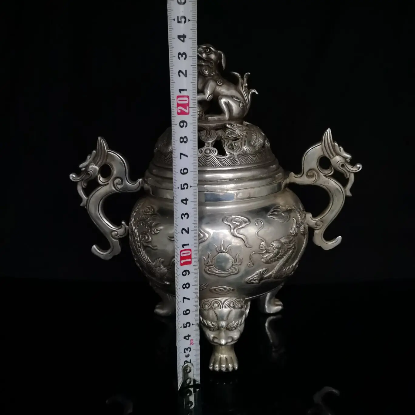 Бронзовый антиквариат белый медный Дракон и Феникс курильница коллекция поделок