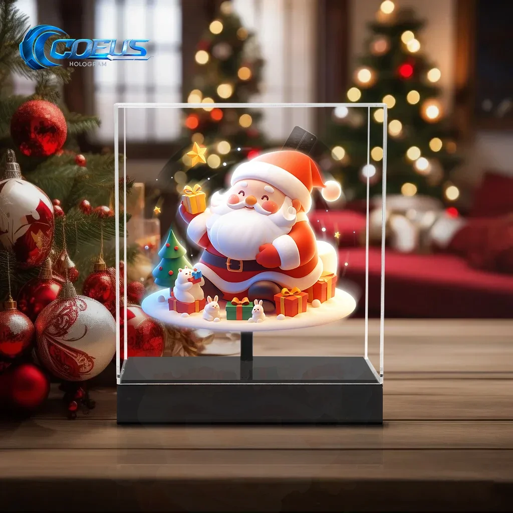 Фото 2026 COEUS 20CM WiFi 4K 3D Голографический проектор-дисплей для цифровых вывесок, рекламы, баров, вечеринок, Рождества, 3D Holo №2