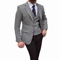 mens houndstooth blazer and houndstooth vest for wedding suits formal tweed tuxedos custom made man suits jacketpantsvest