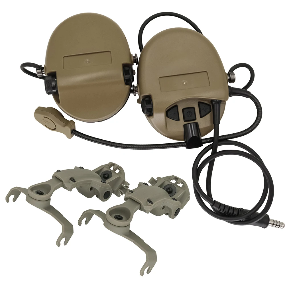 TCLHEADSET Tactical Headset SORDINMSA with ARC Rail Adapter Pickup Noise Canceling Airsoft Shooting Headphones with U94 PTT